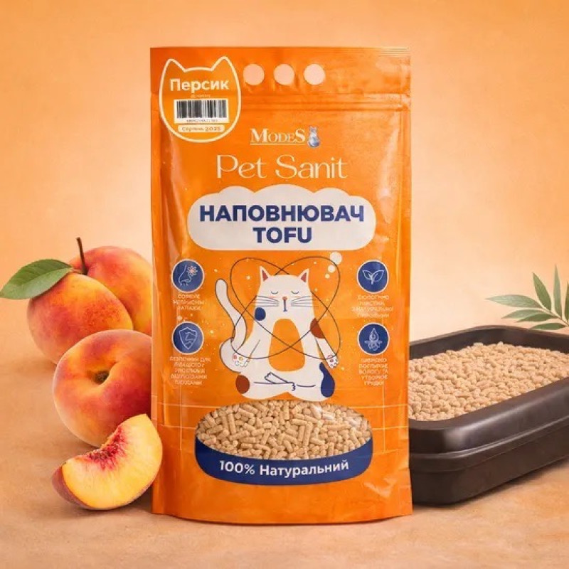 Modes Tofu Peach соєвий наповнювач для котячого туалету з ароматом персика, 6 л - фото 3
