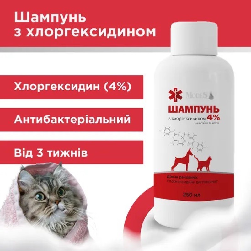 Modes антибактериальный шампунь с хлоргексидином 4% для собак и котов, 250 мл - фото 3