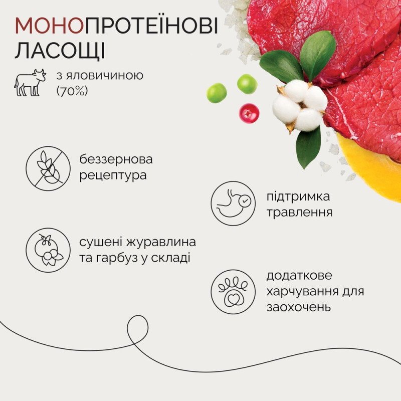 Savory Squares Digestion Support Beef ласощі для здорового травлення у собак, 100 г - фото 3