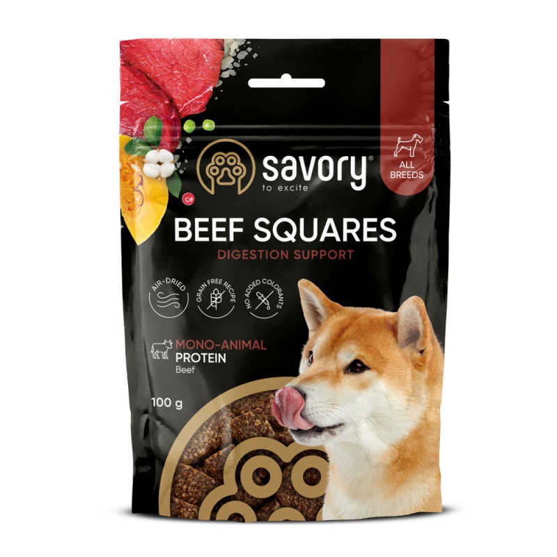 Savory Squares Digestion Support Beef ласощі для здорового травлення у собак, 100 г