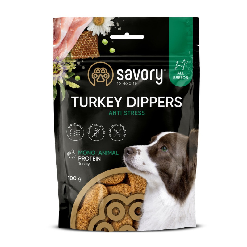 Savory Dippers Anti Stress Turkey заспокійливі ласощі для собак, 100 г