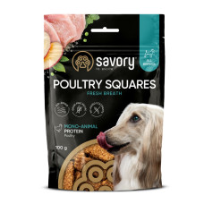 Savory Squares Fresh Breathe Poultry лакомство для собак для свежего дыхания, 100 г