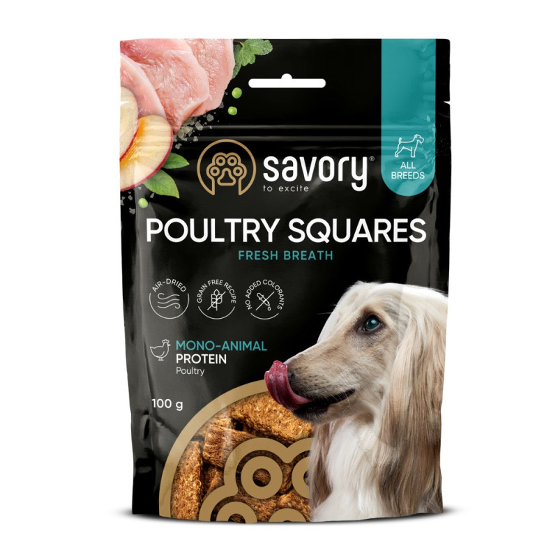 Savory Squares Fresh Breathe Poultry ласощі для собак для свіжого дихання, 100 г