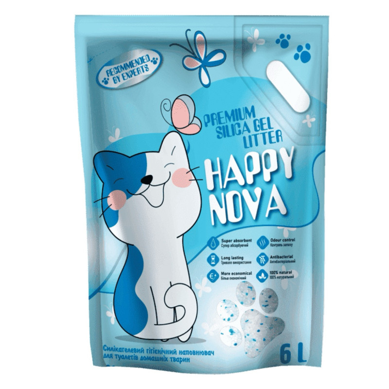 Happy Nova силікагелевий наповнювач для котячого туалету, 6 л