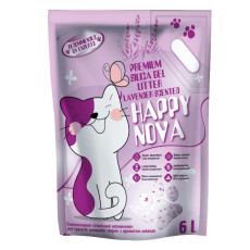 Happy Nova силикагелевый наполнитель для кошачьего туалета с ароматом лаванды, 6 л