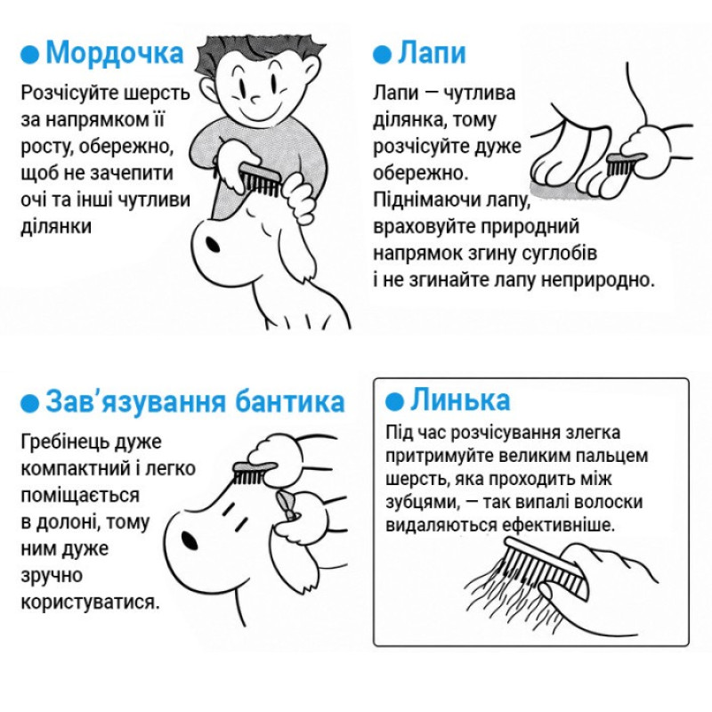 DoggyMan NSD Fine Teeth Comb гребінець з дрібними зубцями та ручкою для собак - фото 2