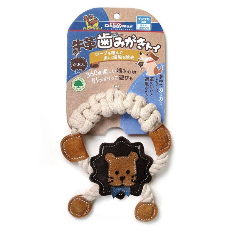 DoggyMan Leather Lion With Rope игрушка для собак, 15 см - фото 4