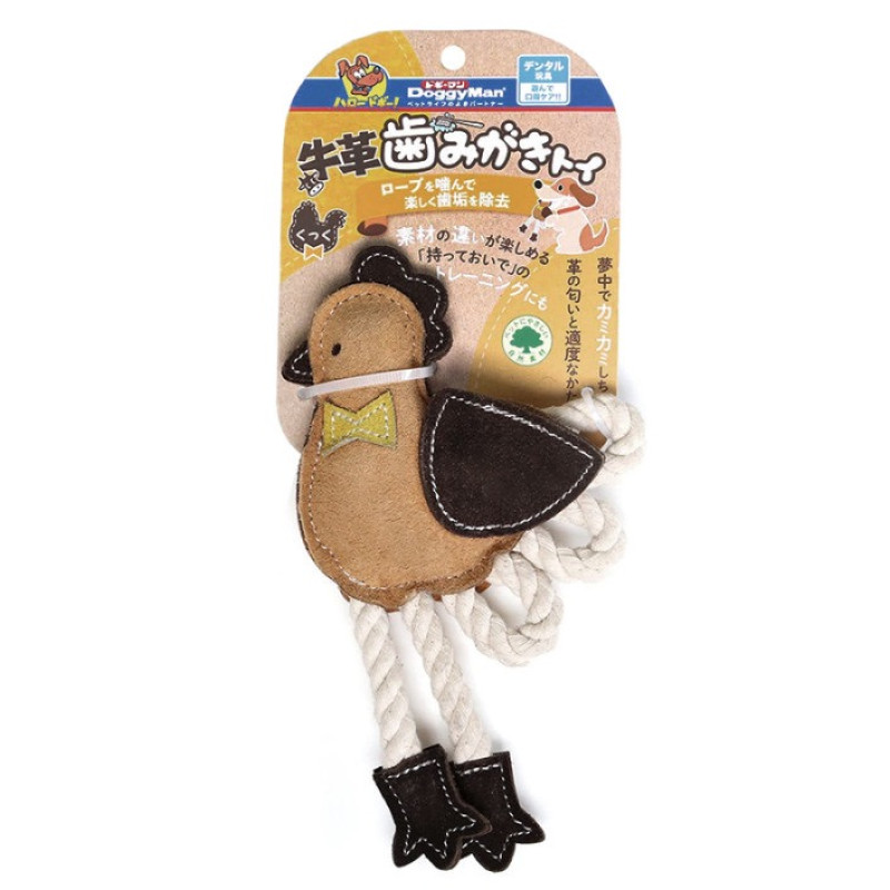DoggyMan Leather Chicken With Rope игрушка для собак, 21 см - фото 5