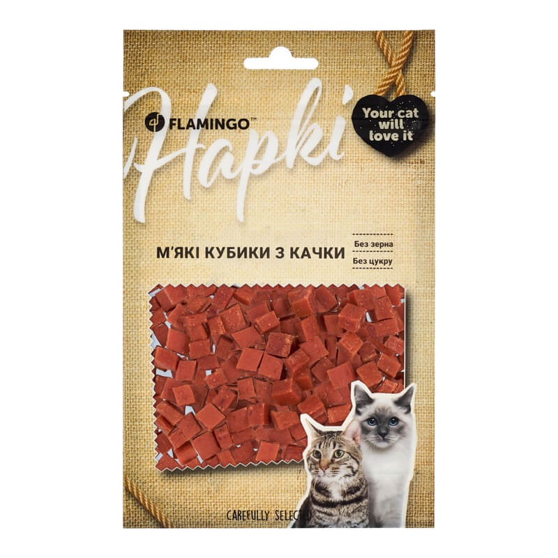 Flamingo Duck Cubes лакомство для котов с уткой, 50 г