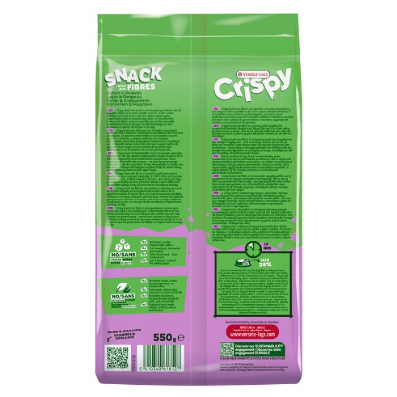 Versele-Laga Crispy Snack Fibres корм-лакомство для грызунов, 550 гр - фото 3