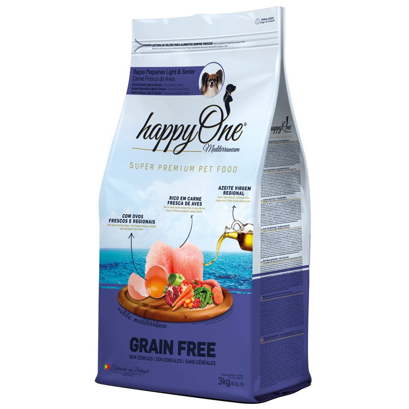 happyOne Mediterraneum Small Breeds Light & Senior Fresh Meat сухий корм для літніх собак малих порід, 3 кг