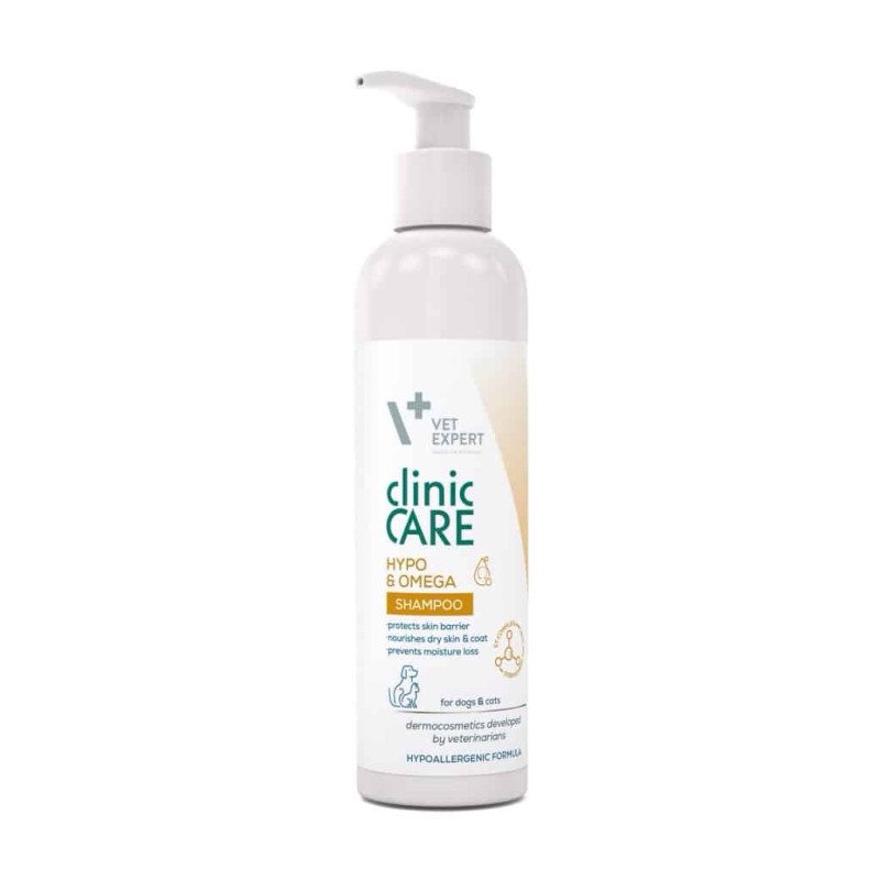 Vet Expert Clinic Care Hypo & Omega шампунь для котов и собак с сухой чувствительной кожей, 250 мл
