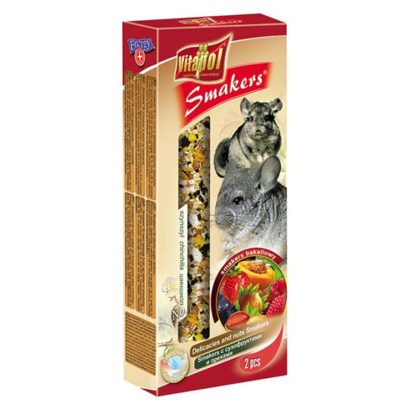 Vitapol Smakers ласощі для шиншил із сухофруктами та горіхами, 2 шт