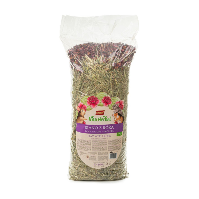 Vitapol Vita Herbal сіно для гризунів з пелюстками троянд, 800 г
