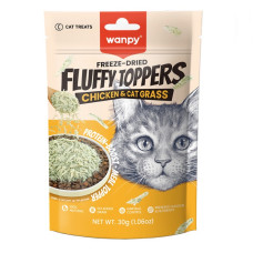 Wanpy Fluffy Toppers Chicken & Cat Grass ласощі для котів з куркою та травою, 30 г