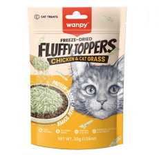 Wanpy Fluffy Toppers Chicken & Cat Grass лакомство для котов с курицей и травой, 30 г