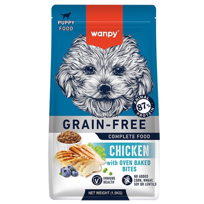 Wanpy Puppy GF Chicken сухой корм с курицей для щенят, 1.5 кг