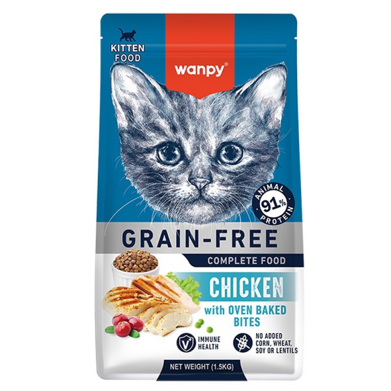 Wanpy Kitten GF Chicken сухой корм с курицей для котят, 1.5 кг