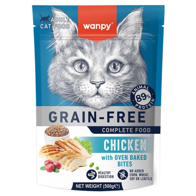 Wanpy Adult Cat GF Chicken сухой корм с курицей для котов, 500 гр