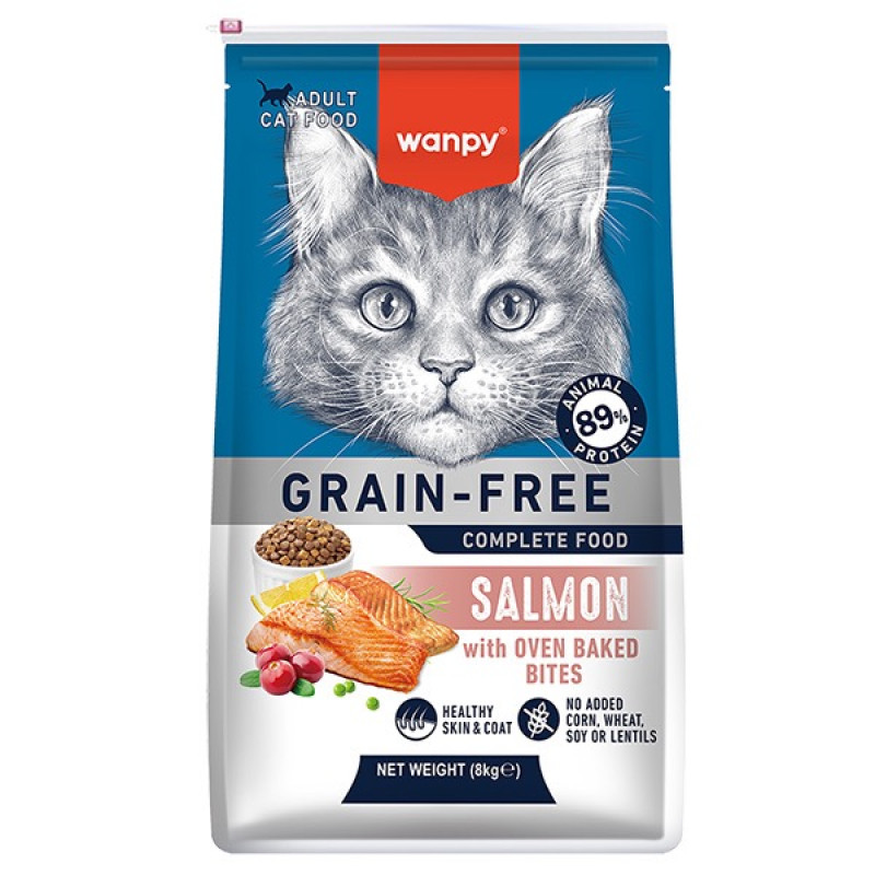 Wanpy Adult Cat GF Salmon сухой корм для котов с лососем, 8 кг