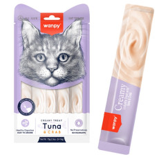 Wanpy Creamy Lickable Treats Tuna & Crab жидкие лакомства для котов с тунцом и крабом, 5 шт х 14 гр