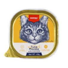 Wanpy Cat Tuna & Chicken Mousse вологий корм з тунцем та куркою для котів, 40 гр