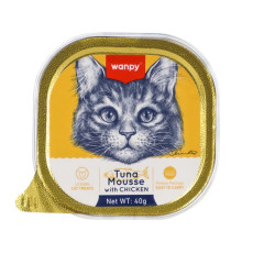 Wanpy Cat Tuna & Chicken Mousse вологий корм з тунцем та куркою для котів, 40 гр
