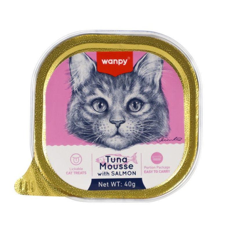 Wanpy Cat Tuna & Salmon Mousse влажный корм для котов с тунцом и лососем, 40 гр