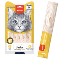Wanpy Creamy Treats Senior Chicken & Liver рідкі ласощі для літніх котів з куркою, 5 х 14 г