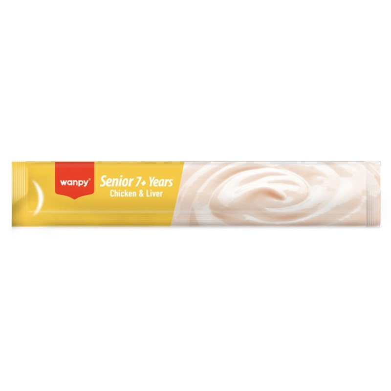 Wanpy Creamy Treats Senior Chicken & Liver жидкое лакомство для пожилых котов с курицей, 5 шт х 14 г - фото 3