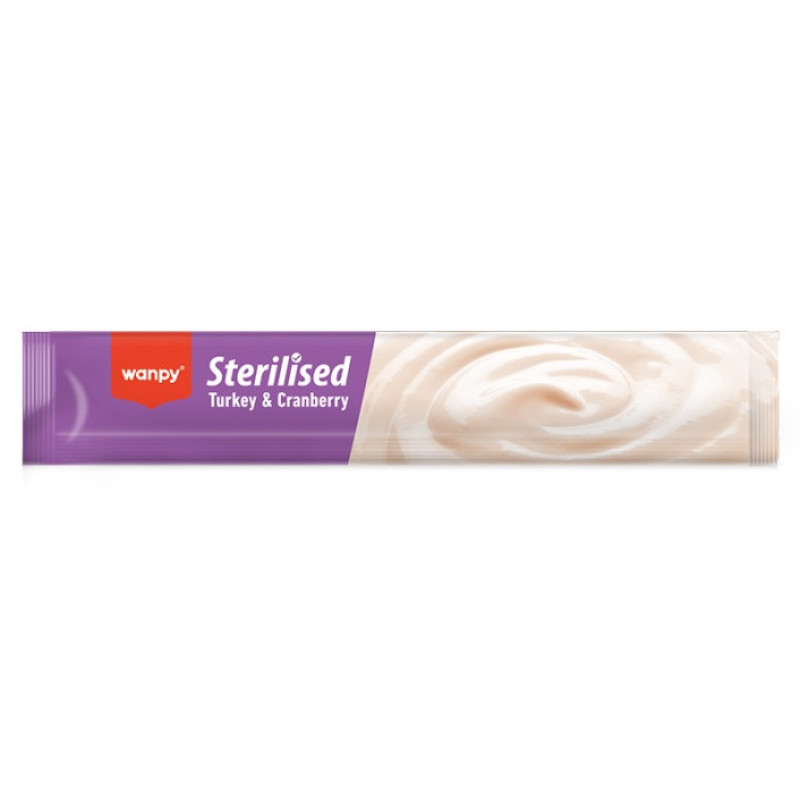 Wanpy Creamy Lickable Treats Sterilized Turkey & Cranberry жидкие лакомства для стерилизованных котов с индейкой, 14 г х 5 шт - фото 3