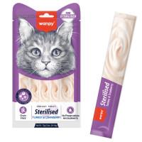 Wanpy Creamy Lickable Treats Sterilized Turkey & Cranberry жидкие лакомства для стерилизованных котов с индейкой, 14 г х 5 шт