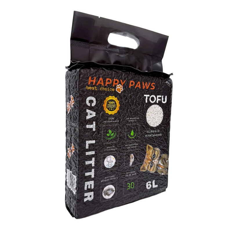 Happy Paws Classic соєвий наповнювач без запаху для котячих туалетів, 6 л - фото 3