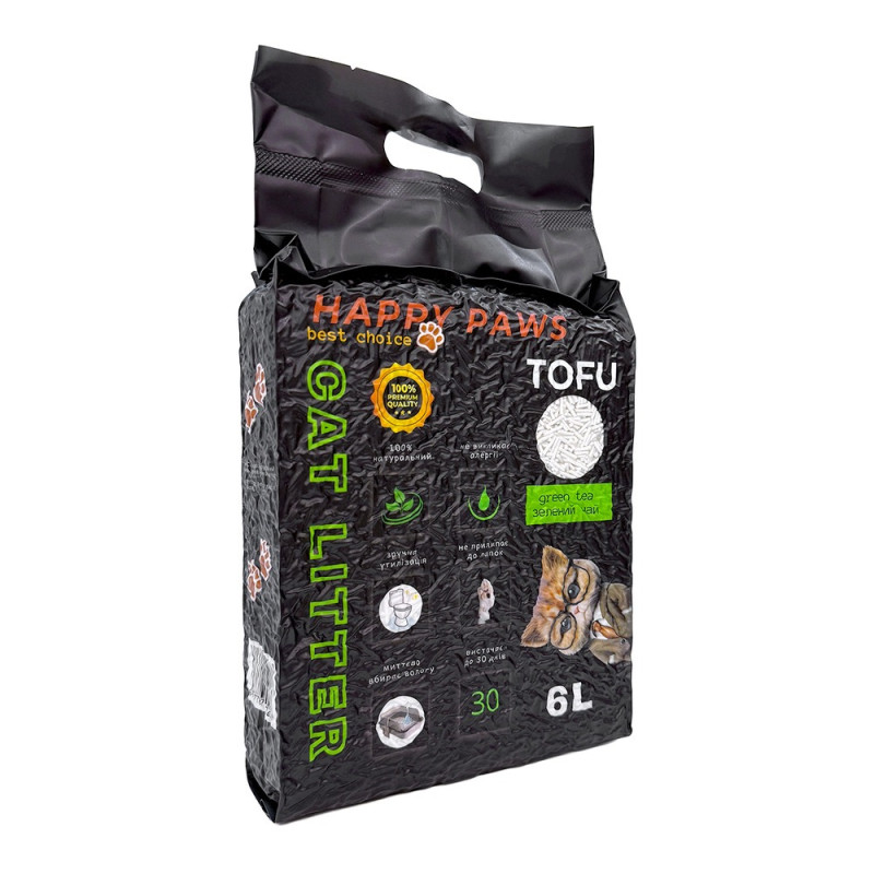 Happy Paws Green Tea соевый наполнитель для кошачьих туалетов, 6 л - фото 4