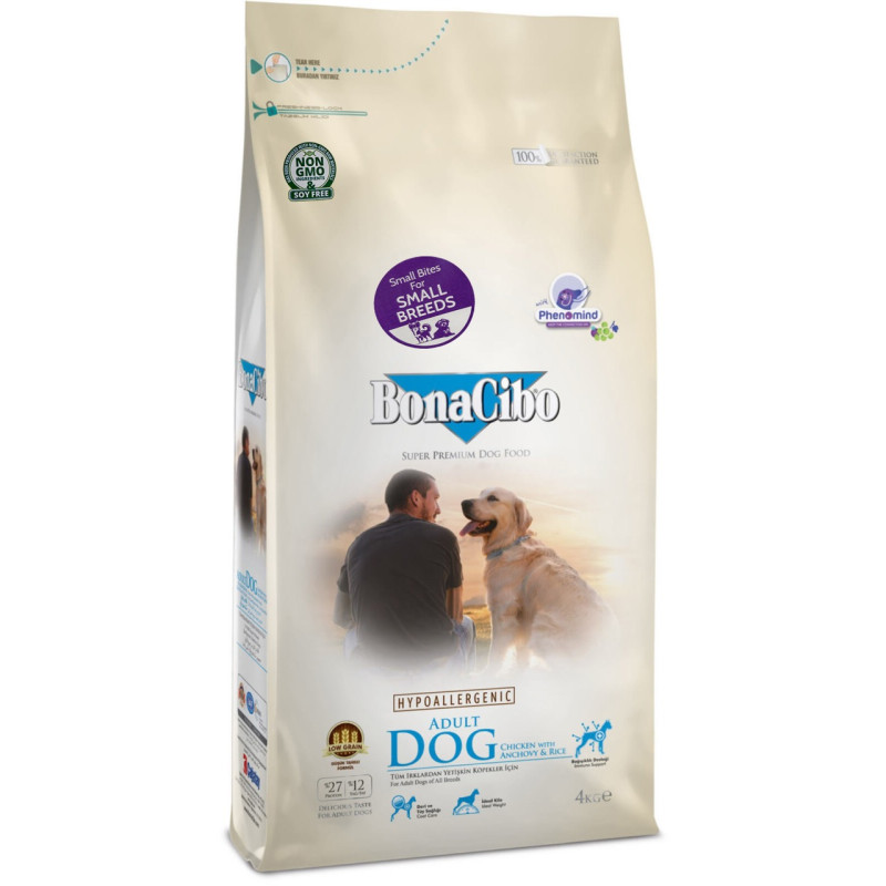 BonaCibo Adult Dog Small Breed Chicken & Rice сухий корм для собак малих порід з куркою, 4 кг