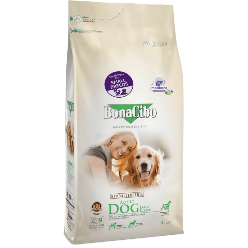 BonaCibo Dog Small Breed Lamb & Rice сухий корм з ягнятком для собак малих порід, 4 кг