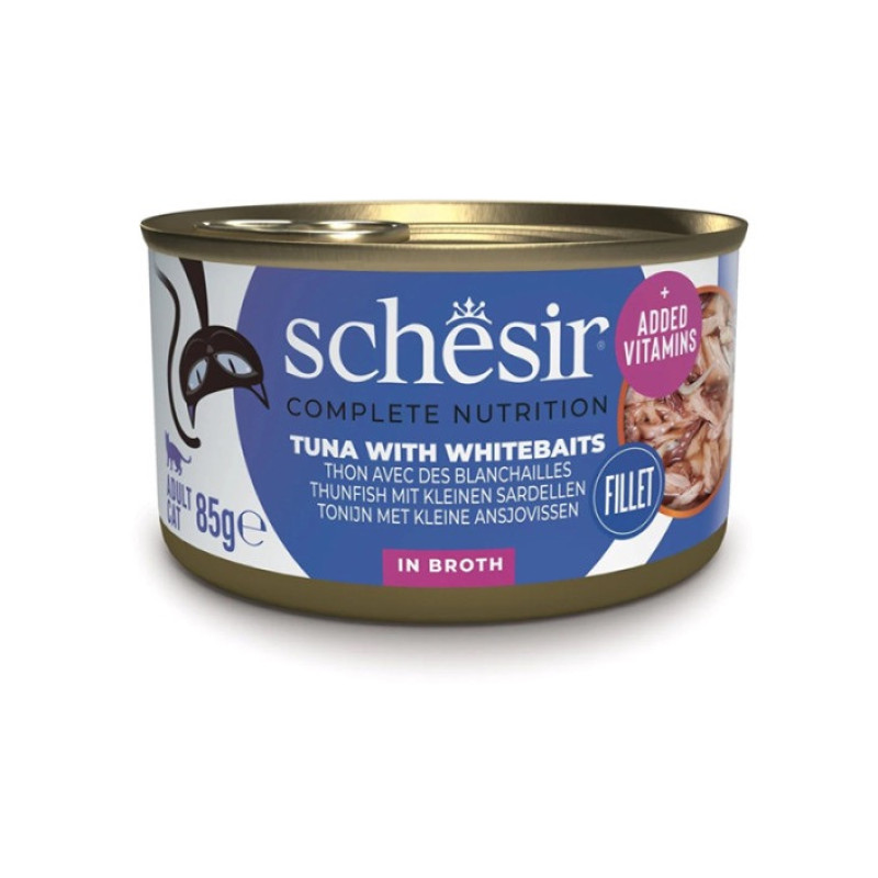 Schesir Tuna With Whitebaits влажный корм для котов с тунцом, анчоусами и рисом, 85 гр