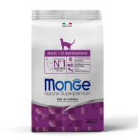 Monge Cat Adult Ricco сухой корм с курицей для котов, 400 гр