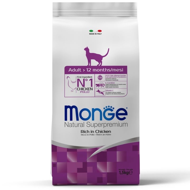 Monge Cat Adult Ricco сухой корм с курицей для котов, 1.5 кг