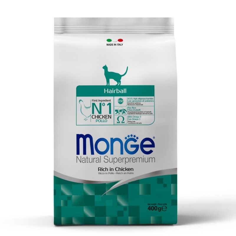 Monge Cat Hairball Ricco сухой корм с курицей для вывода шерсти у котов, 400 гр