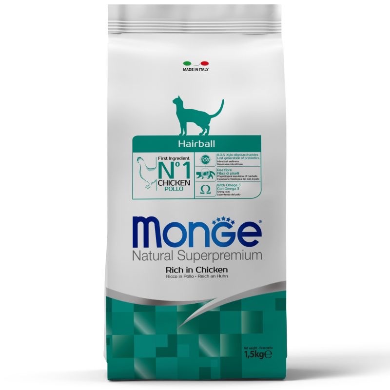 Monge Cat Hairball Ricco сухой корм с курицей для вывода шерсти у котов, 1.5 кг