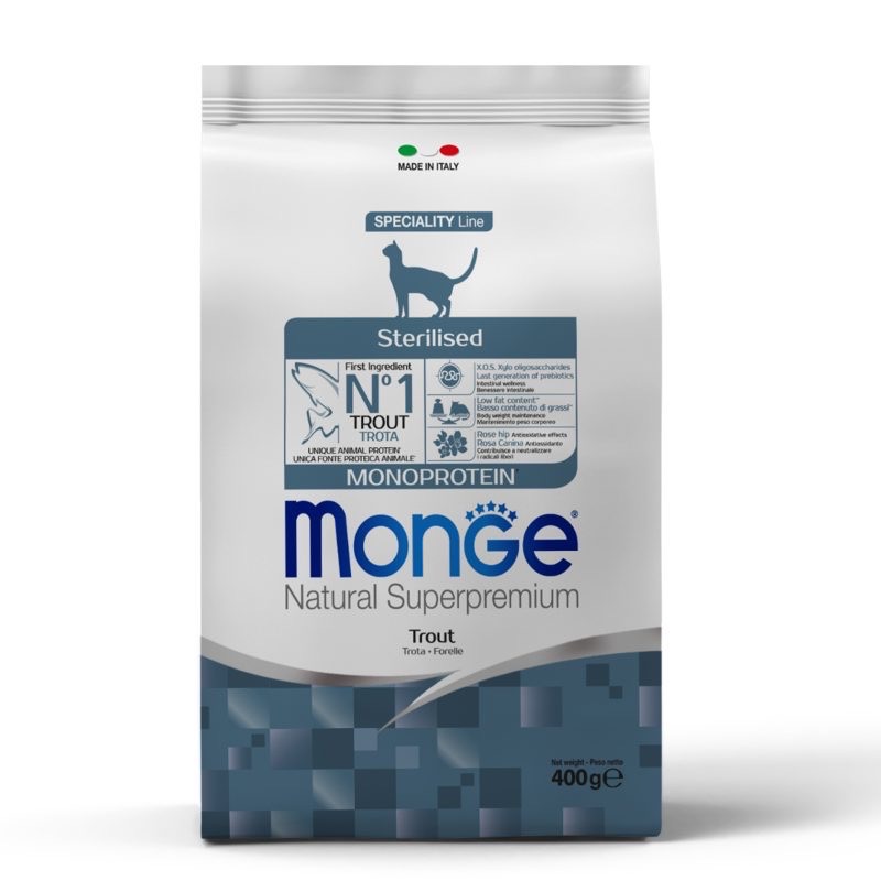Monge Cat Sterilised Trote сухой корм с форелью для стерилизованных котов 400 гр