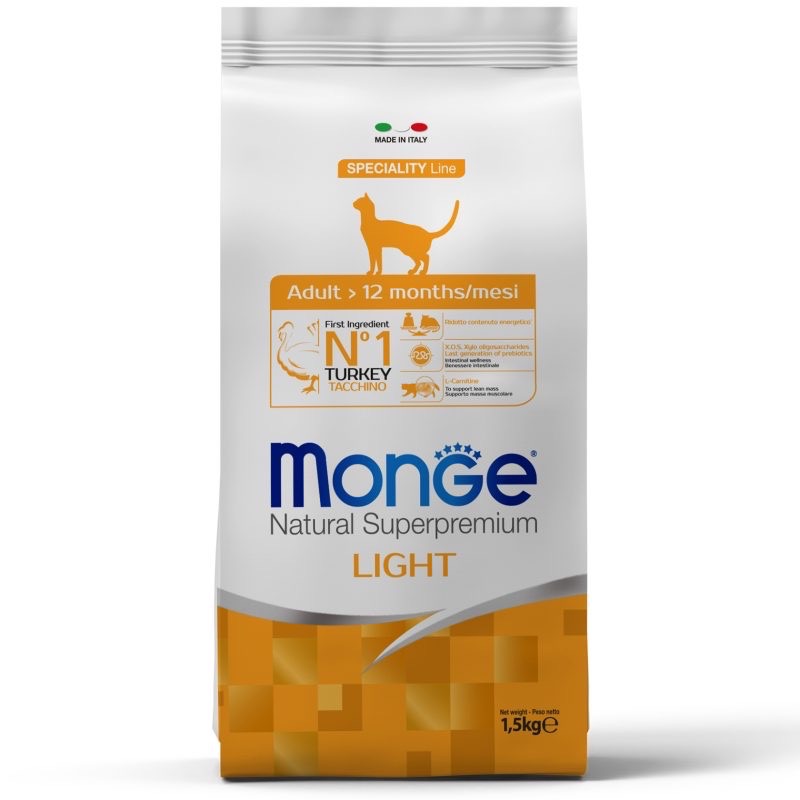 Monge Cat Light Tacchino сухой корм с индейкой для котов с излишним весом 1.5 кг