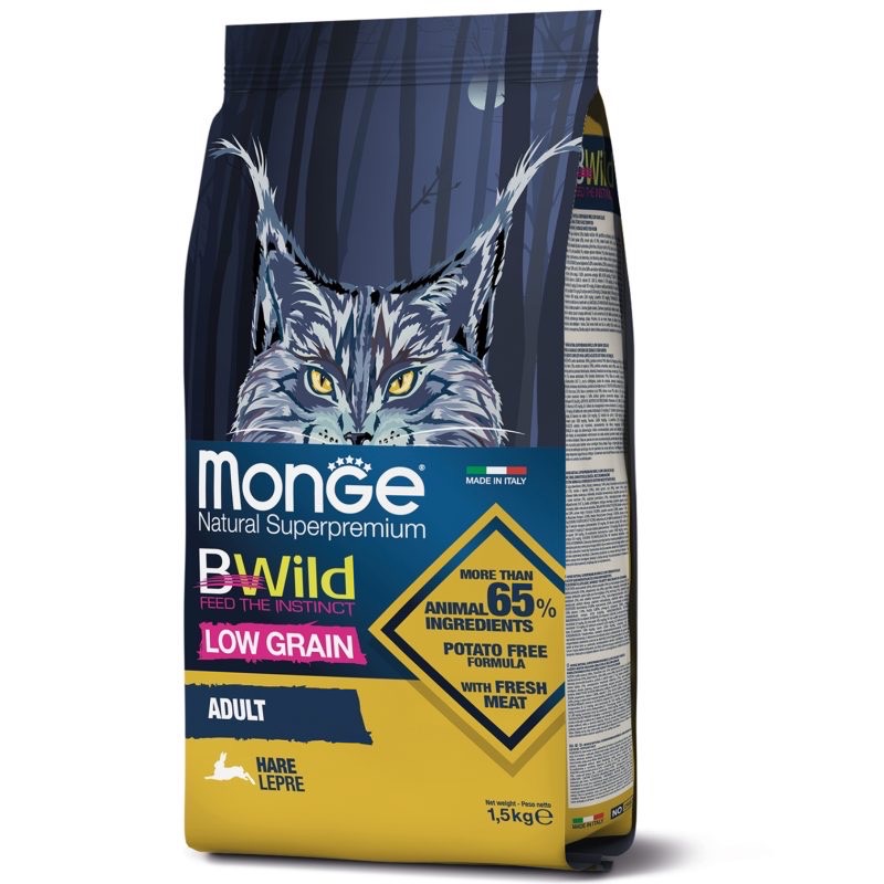 Monge BWild LG Cat Lepre сухий корм із зайчатиною для котів, 1.5 кг