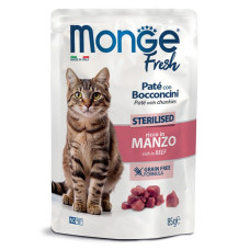 Monge Cat Fresh Sterilised Beef влажный корм с говядиной для стерилизованных котов, 85 г