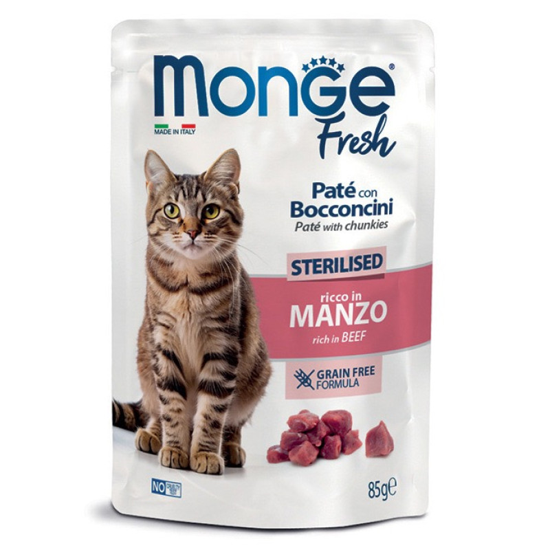 Monge Cat Fresh Sterilised Beef влажный корм с говядиной для стерилизованных котов, 85 г