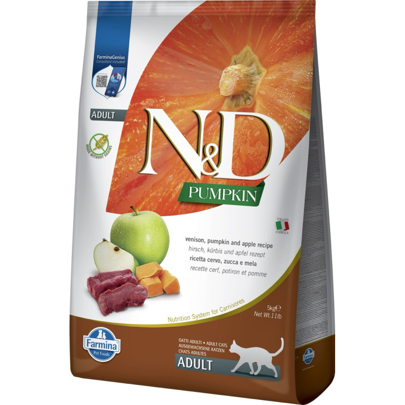Farmina N&D Cat Pumpkin Venison & Apple Adult сухой корм для котов с олениной, 5 кг