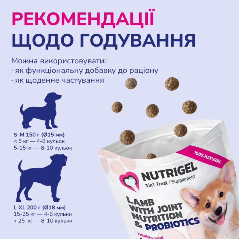 LK Baits Pet Nutrigel Lamb ласощі для здоров'я суглобів собак, 150 г - фото 5