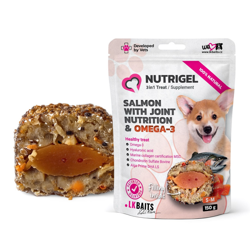 LK Baits Pet Nutrigel Salmon S-M лакомство для собак с лососем для укрепления суставов, 150 гр