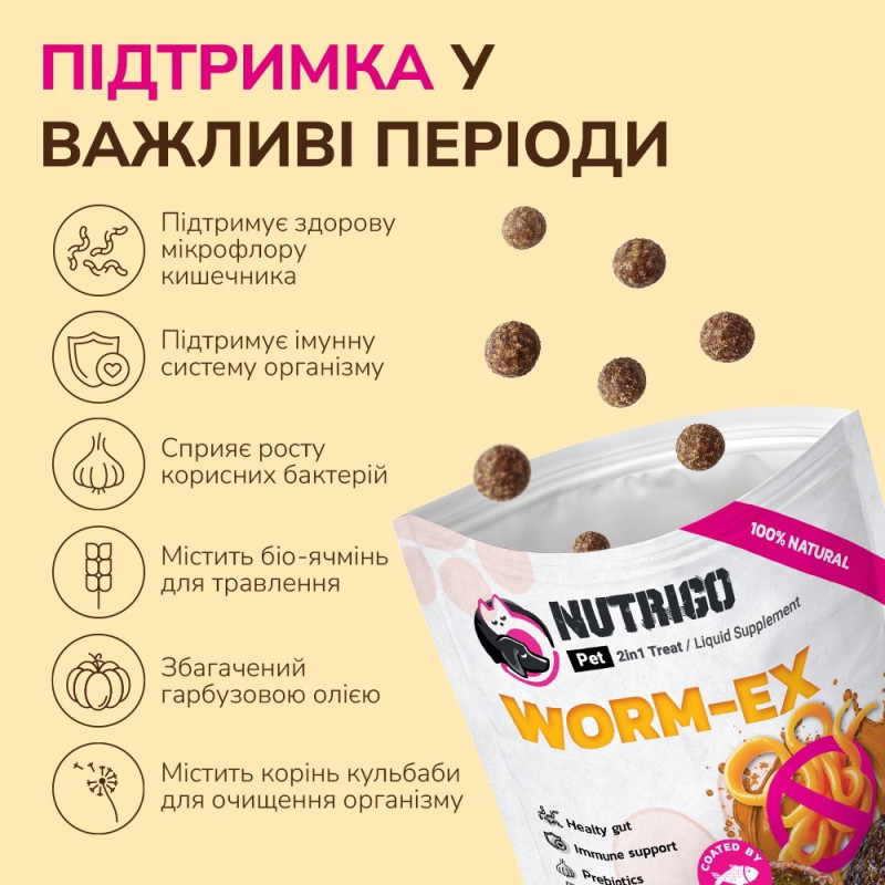 LK Baits Pet Nutrigo Worm-Ex Mini лакомство для собак для здоровья пищеварения, 75 гр - фото 4